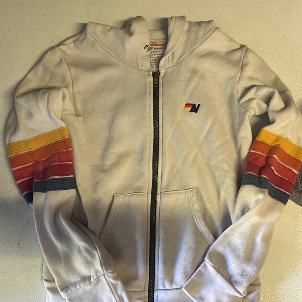 White kids Malibu aviator nation zip up hoodie